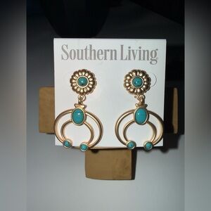 Southern Living Gold Earrings with Turquoise Accents